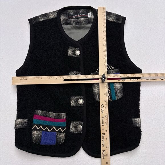 Vintage Canvasbacks Lutton Horsfield Vest XS Wool Retro 90s Patchwork Buttons - Picture 8 of 9